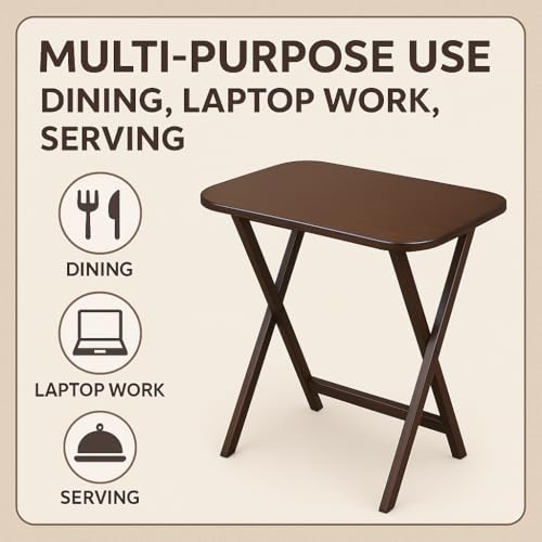 Ergode Corbett Brown Folding TV Tray Table Set with Storage Stand - Stylish Antique Walnut Design, Easy Maintenance, Ideal for Dining, Serving, and Work - Compact & Portable Rectangular Shape