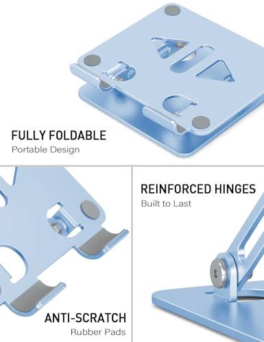 Aoviho Tablet Stand for Desk,Adjustable Tablet Holder,Sky Blue | Stable Aluminum Design, Fits iPad Pro/Air/Mini & Samsung Tablets, Adjustable Viewing, Ideal for Office & Home - color: Sky Blue