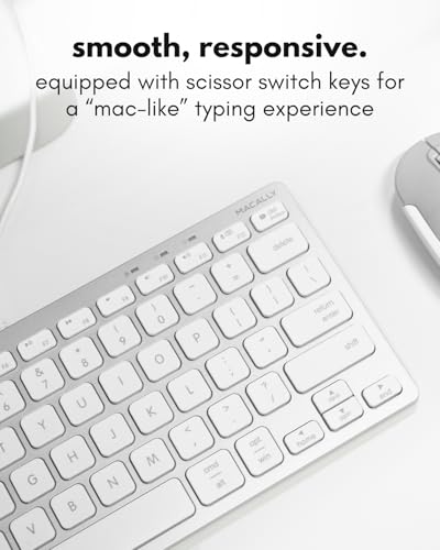 Macally USB C Wired Keyboard for Mac (USB C + USB A) – Compatible Keyboard for MacBook Pro/Air, iMac & MacMini – Compact Mac Keyboard - color: Aluminum
