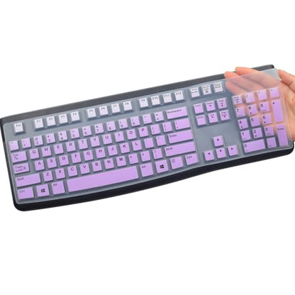 Silicone Keyboard Cover for Logitech K120 & MK120 Ergonomic Desktop USB Wired Keyboard, Logitech K120 & MK120 Keyboard Protective Skin US Layout (NOT Fit Other Model)-OmbrePurple - color: OmbrePurple