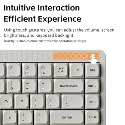 NuPhy Node75 Wireless Mechanical Keyboard, 75% Hot Swappable Custom Low Profile Keyboard, 84 Keys Computer Gaming Keyboards, Supports Touch Gestures, PBT Keycaps, RGB Backlit, Bluetooth/2.4GHz/USB-C - color: White, size: Low-Profile Brown Nano Switch