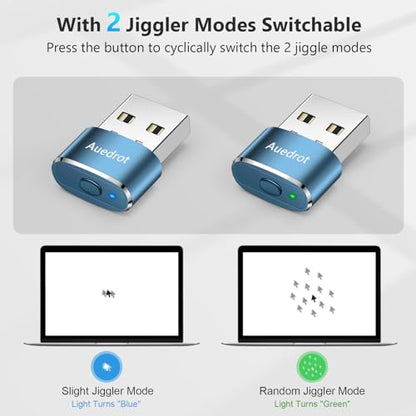 AUEDROT Mouse Jiggler Undetectable Metal USB Mouse Mover with Switch Button, Automatic Mini Mouse Shaker with 2 Jiggle Modes, Driver-Free, Plug and Play, Keep Computer/Laptop Awake, Blue, 2 PCS - color: Blue, style: 2 PCS