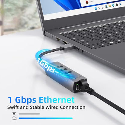 WALNEW USB A to Ethernet Adapter, USB 3.0 to RJ45 Gigabit for Computer | Plug & Play LAN Connection, USB A to Gigabit Ethernet for Mac, MacBook Pro/Air, Samsung Galaxy Tab