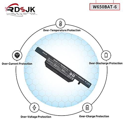 W650BAT-6 Battery for Clevo W650S W650SB W650SH W650SZ W651SC W655SF W655SJ W670SR Hasee K610C K650D K570N K710C K590C K750D 6-87-W650S-4E7 6-87-W650S-4D4A2 6-87-W650S-4D4A5 W670SJQ W665SZ 62.16Wh