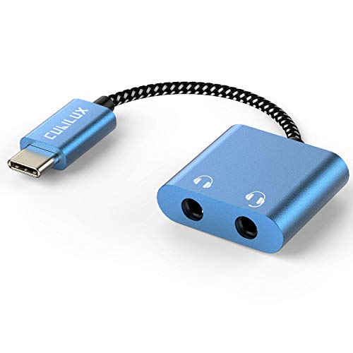 Cubilux USB C Dual Headphones Adapter, Type C to Double 3.5mm Earphone Audio Splitter Compatible with iPhone 17/16/15, iPad Pro 13/12.9/11 iPad Air 13/11, Galaxy S25/S24/S23 Tab S11/S10/S9/S8 - color: Blue