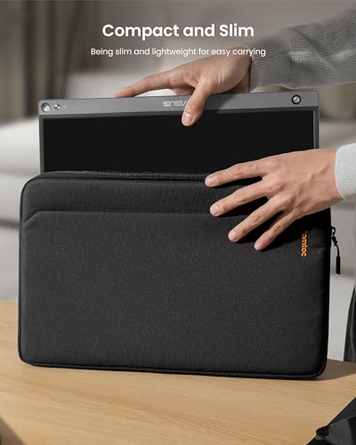 tomtoc Light-A18 Slim 15.6 Inch Portable Monitor Case with Acessories Storage, Light Protective Carrying Sleeve for Most 15.6 in Portable Monitors with Eco-Friendly Fabric