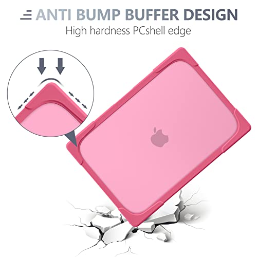 Batianda Heavy Duty Case for MacBook Pro 13 inch 2022 2020, Pink | Ergonomic Foldable Stand Holds 22 lbs, Shockproof Bumper, Matte Translucent Hard Shell, Fits M1/M2 A2338/A2251/A2289 Model - color: Rose