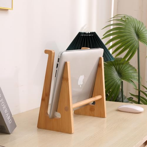 Wooden Laptop Stand Vertical Laptop for 13-18.6in Laptop,Bamboo Stand for Desk