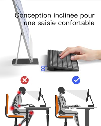 Inateck Ultra-Slim Bluetooth Keyboard, Ergonomic, 3-Device | For iPad/Windows/Android/iOS, Oversized Keycaps, 18-Month Battery Life, Portable Design, QWERTY Layout