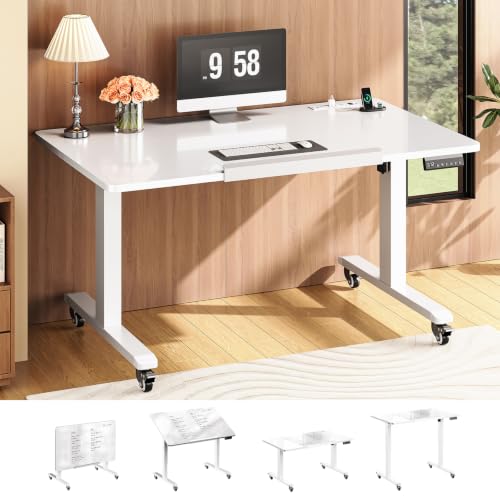 SEDETA 47x24'' Foldable Electric Standing Dry Erase Board Desk with Wheels | 180° Tiltable Mobile Rising Computer Desk Height Adjustable for Drawing/Writing/Gaming/Study/Home Office/Small Space - color: Dry Erase Board, size: 47 x 24 Inches