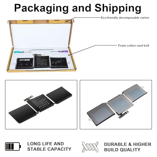 Battery Replacement for MacBook Pro A1708(2016,2017) A2159(2019) A2289(2020) A2338(2020,2022) 13-inch A2171/A1713 Battery EMC 2978 3301 3456 3578 3164 020-00946 MacBookPro13,1 14,1[58.19Wh/11.41V ] - size: A1708 14.61 * 6.73 * 0.98 in