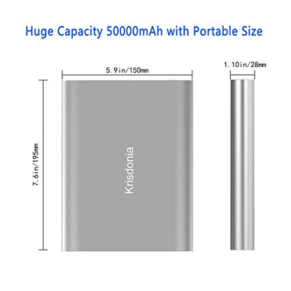 Portable Laptop Charger 185Wh/50000mAh External Battery Pack Power Bank for Laptop, Tablet, Projector, Smartphone and Others - color: gray