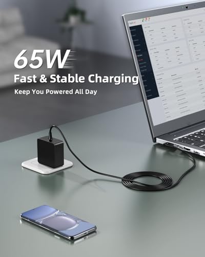 Superer Charger Fit for Lenovo Laptop, Ideapad 1 3 5, Slim 3 5 7, S340 S145 330 320 310, Flex 5 4 14 15, V14 V15 V17, Upgraded Version, Foldable Plug, Lengthened Power Cable, Charging Light, 65W 45W