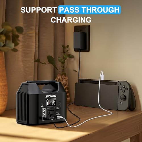 Portable Power Station 122.8Wh, 150W Power Bank with AC Outlet | SinKeu LiFePO4 Battery Solar Generator for Home Use, Camping, RV, Emergency Backup