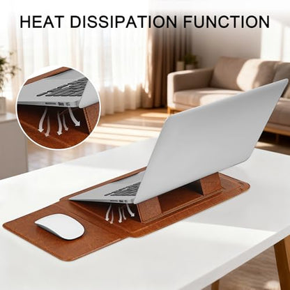 HoYiXi 14 Inch Laptop Sleeve Case with Stand Feature for Mac Book Pro 14 2021/ASUS Vivobook 14/HP Pavilion X360/IdeaPad 14/Dell HP ASUS Acer Huawei Matebook 14'',Compatible 13.3-14'' PC,Brown - color: Brown, size: 13.6-14'' laptop