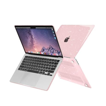 MOSISO Compatible with MacBook Air 13 inch Case M5 M4 M3 M2 2026-2022 | 4 in 1 Kit Bling Sparkly Hard Shell for MacBook Air 13.6 inch Case, Glitter Cover, A3449 A3240 A3113 A2681, Baby Pink - color: Baby Pink