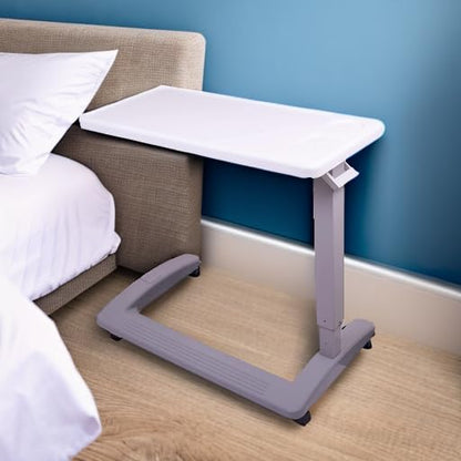Carex Rolling Overbed Table, Hospital Bed Table, Laptop Tables for Recliner, Bed, Bedside and Sofa, Computer Tables, Hospital Tray, Adjustable with Wheels and Secure Height Adjustment