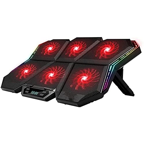 Laptop Cooling Pad, Laptop Cooler with 6 Quiet Led Fans for 15.6-17 Inch Laptop Cooling Fan Stand, Portable Ultra Slim USB Powered Gaming Laptop Cooling Pad (Color : Red) - color: Red