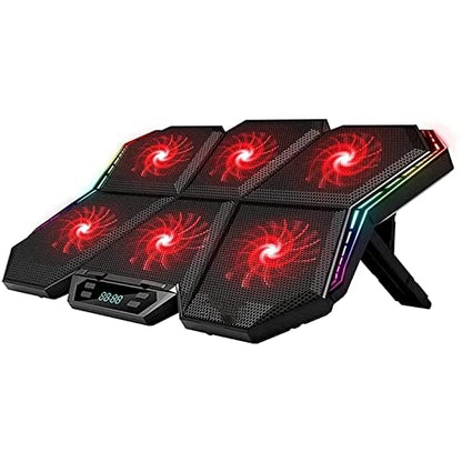 Laptop Cooling Pad, Laptop Cooler with 6 Quiet Led Fans for 15.6-17 Inch Laptop Cooling Fan Stand, Portable Ultra Slim USB Powered Gaming Laptop Cooling Pad (Color : Red) - color: Red