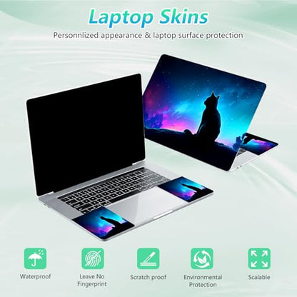 Laptop Skin Sticker Decal 12"-15.6" Universal Laptop/Notebook/Netbook Vinyl - Waterproof Scratch Resistant,Fits HP Dell Lenovo MacBook,2 Free Wrist Pads,Easy Apply & Remove,Cute Cat Galaxy - color: Cute Cat Galaxy