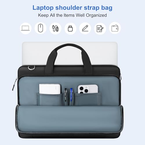 MOSISO Laptop Bag for Men 15.6 inch, 15-16 inch Large Computer Bag with Trolley Sleeve Compatible with MacBook Pro 16 inch/Air 15 inch, HP Dell Lenovo Acer Asus with Shoulder Strap & Handle, Black