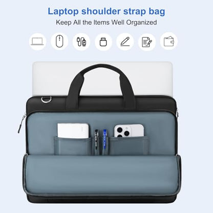 MOSISO Laptop Bag for Men 15.6 inch, 15-16 inch Large Computer Bag with Trolley Sleeve Compatible with MacBook Pro 16 inch/Air 15 inch, HP Dell Lenovo Acer Asus with Shoulder Strap & Handle, Black