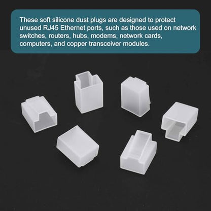 MECCANIXITY RJ45 Dust Covers Caps, RJ45 Dust Plug PE Ethernet Protector Covers for Media Converters, Router, Modem, Laptop, Network Panel, Pack of 20(Clear) - color: Clear