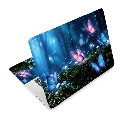 3Pcs Butterfly Laptop Skin Sticker Universal Removable Vinyl Stickers Fits for 12.1 13 14 15.6 16 Inch Waterproof Notebook Decal Cover Gift - color: dark blue