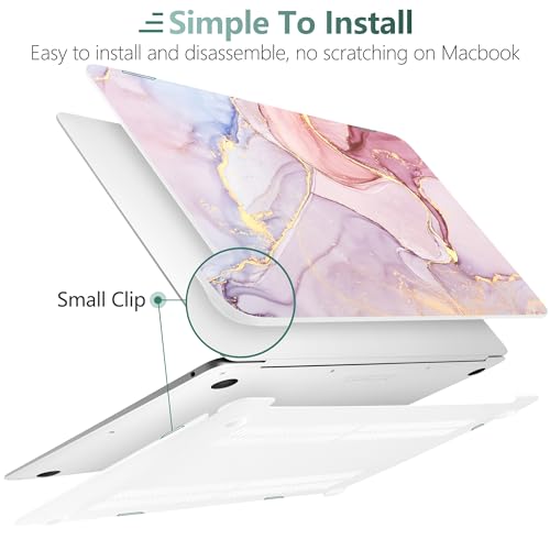 DONGKE Compatible with MacBook Air 13 inch Case 2021 2020 2019 2018 Release A2337 M1 A2179 A1932 with Retina Display & Touch ID, Plastic Hard Shell & Keyboard Cover - Marble - color: Marble