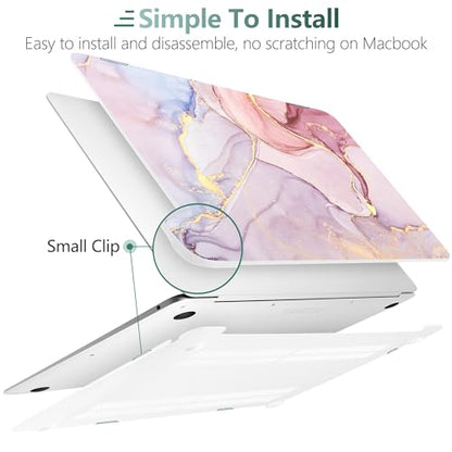 DONGKE Compatible with MacBook Air 13 inch Case 2021 2020 2019 2018 Release A2337 M1 A2179 A1932 with Retina Display & Touch ID, Plastic Hard Shell & Keyboard Cover - Marble - color: Marble