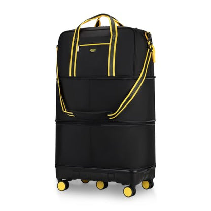 Rolling Duffle Bag with Detachable Wheels, Large Capacity Expandable Foldable Suitcase for Travel,Collapsible Luggage Carry on Duffel Overnight Weekend Bags - color: Yellow