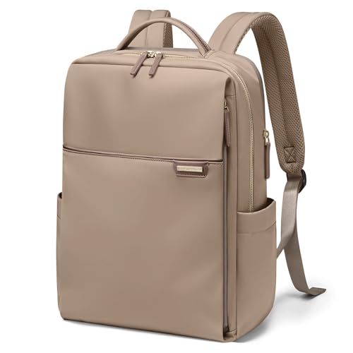Laptop Backpack for Women, Work Business Traval Computer Backpacks with Laptop Compartment Waterproof Casual Daypack for Travel College,14Inch,Champagne Brown - color: Champagne Brown, size: 14 Inch