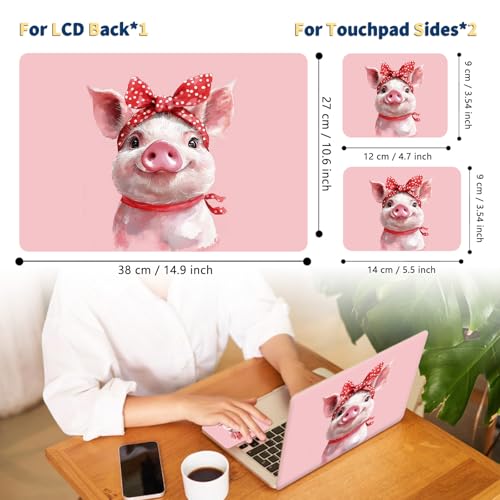 Universal Laptop Skin for 13-16 Inch Laptops,Vinyl Protective Sticker Decal,Easy DIY Trim-to-Fit for HP/Dell/MacBook,Bubble-Free & Removable,Cute Pink Pig - color: Cute Pink Pig