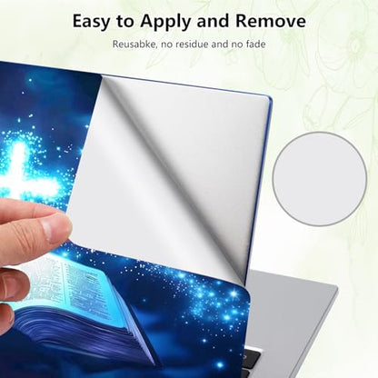 Laptop Skin Sticker Decal, Universal Reusable Vinyl Laptop Cover for 12" 13" 13.3" 14" 15" 15.4" 15.6" Notebook PC, Reusable Waterproof Scratch-Resistant with 2 Wrist Pads,Christian Cross Book - color: Christian Cross Book