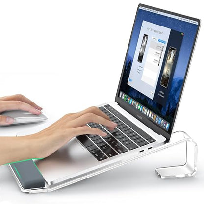 LOXP Acrylic Laptop Stand for Desk, Laptop Stand with Wrist Support | Removable Notebook Stand Ventilated Cooling Computer Riser Ergonomic Acrylic Lectern Mount Compatible with 10-17” Laptops - color: Acrylic Clear
