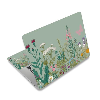 15-15.6 inches Netbook Laptop Skin Sticker Decal Reusable Cover Protector for 11.6 12 13 13.3 14 15 15.4 Notebook Chromebook PC, Scratch-Resistant Waterproof I Sage Green Wildflower Blooms - color: Sage Green Wildflower Blooms