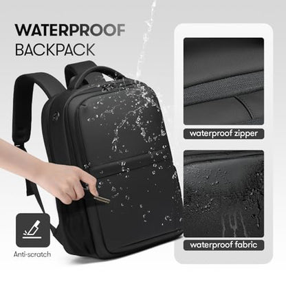 Travel Laptop Backpack, Business Sturdy Laptops Backpack with USB Charging Port, Water Resistant Computer Bag Gift for Men & Women Fits 18.5 Inch Notebook, Black