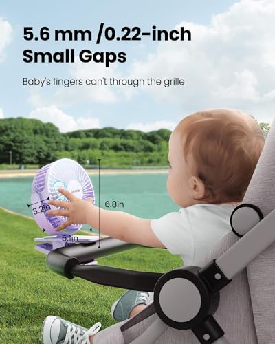 Gaiatop Portable Clip on Fan, Mini Personal Rechargeable Fan | Battery Operated, Small 3 Speed Quiet 360° Rotate, Cooling for Desk Table Home Office Stroller Camping Women Gifts Purple - color: light purple