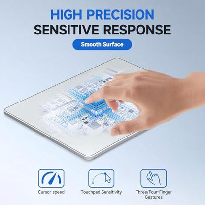 Pomya Wired Trackpad, Large 5.4 Inch High Precision Touchpad Mouse for Wins and macOS with Multi Gesture Control Tempered GlassSurface and Dual USB C Cables, for PC Laptop (White) - color: White