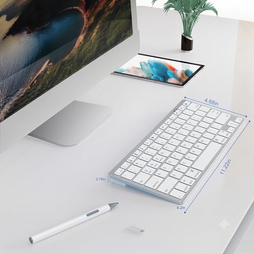 Multi-Device Bluetooth Keyboard for Mac, iPad, iPhone & Windows - Wireless for iPad Pro 12.9/11, Air, Mini, MacBook, Surface, Android Tablet - Switch 3 Devices, Auto-Reconnect, White - color: White