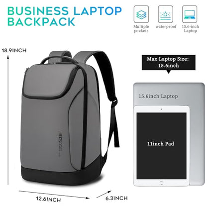 FUTURE AESTHETICS Business Smart Backpack Waterproof for women,men,Fight Approved Durable Backpack suitable as overnight and travel backpack (Grey) - color: Grey
