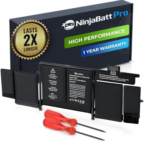 NinjaBatt A1502 Battery for Apple MacBook Pro Retina 13" A1582 A1493 | Fits MGX72LL/A ME864LL/A ME866LL/A MGX82LL/A 020-8148 020-8184 MF840 MF841 MF843 MGX92 – 75Wh 11.42V 12-month warranty - size: A1502 A1582