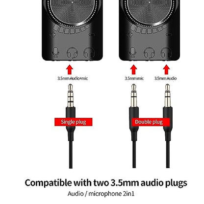 DAGIJIRD USB 2.0 External Sound Card Adapter with Dual TRS Headphone and Microphone Jack for PC Laptop Gaming Device