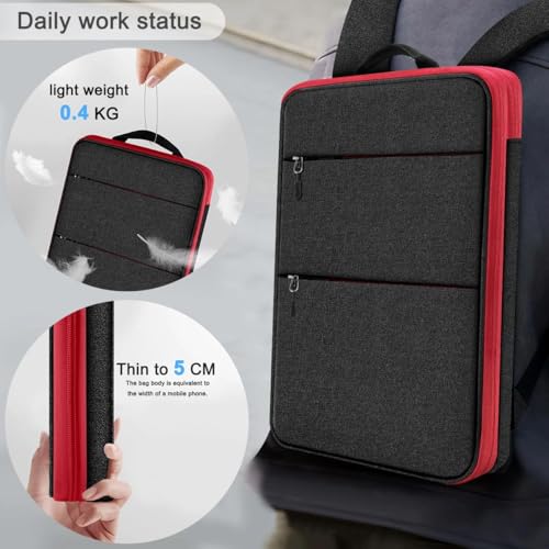 Travel Laptop Backpack with Small Case for 15-16 inch Notebooks, Slim & Expandable Computer Bag for College Business Commute for Men and Women,Black-Red - color: Black-red