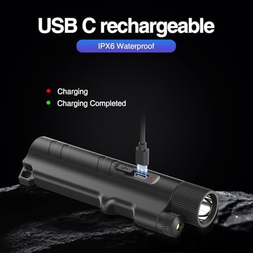 DARKFANG 1500 Lumen Handheld Flashlight with Green Laser Pointer | Removable Star Cap (Star/Straight Laser Mode),Strong Magnetic Base, Type-C Fast Charging, Portable
