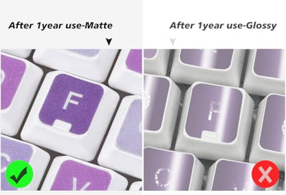 Universal English Keyboard Stickers - 3PCS Replacement English Alphabet Keyboard Stickers with Purple Matte Background Black Lettering for Computer Laptop Notebook Desktop