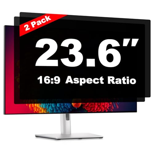 23.6 Inch Computer Privacy Screen Shield 2 Pack for 16:9 Widescreen Desktop | Anti-Glare Blue Light Privacy Filter; Anti Spy Privacy Screen Protector Film - size: 23.6 Inch (Diagonal) - 16:9 Aspect Ratio