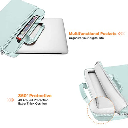 MOSISO 360 Protective Laptop Bag 13.3 inch, 13-14 inch Computer Bag | Compatible with MacBook Air 13 inch/Pro 13 /Pro 14, HP,Dell,Notebook, Laptop Carrying Case with Strap&Handle, Mint Green - color: Mint Green, size: 13.3 inch