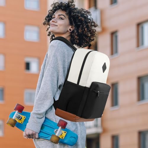 YAMTION 17 Inch School Backpack Women,Classic Back Pack College Bookbag Teen Boys and Girls Black Beige - color: Black Beige, size: 17.3 inch