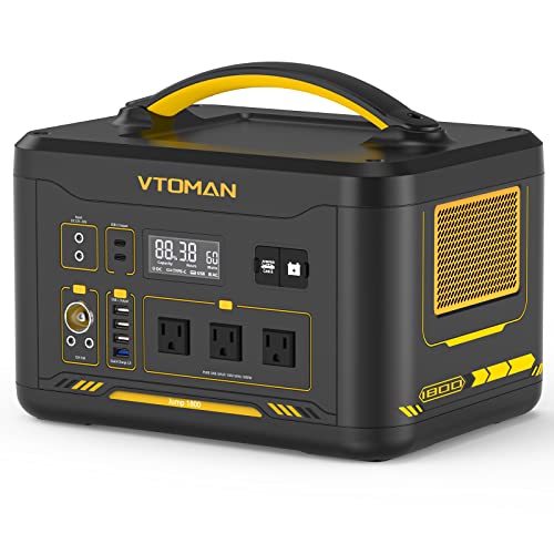 VTOMAN Jump 1800 Portable Power Station with Jump Start, 1548Wh LiFePO4 Solar Generator 1800W (Peak 3600W) AC Outlets, Regulated 12V DC, PD 100W Type-C for Home Backup RV/Van Travel Camping Road Trip - style: Jump1800
